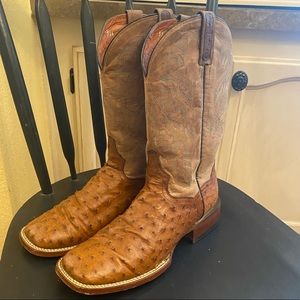 Dan Post Full Quill Ostrich Boots Men’s 9 1/2 in Good Used Condition